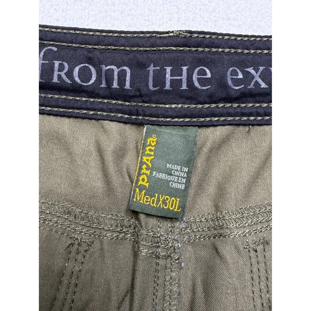 Prana Pants Mens‎ Medium Green Zion Hiking Cargo Integrated Belt Stretch